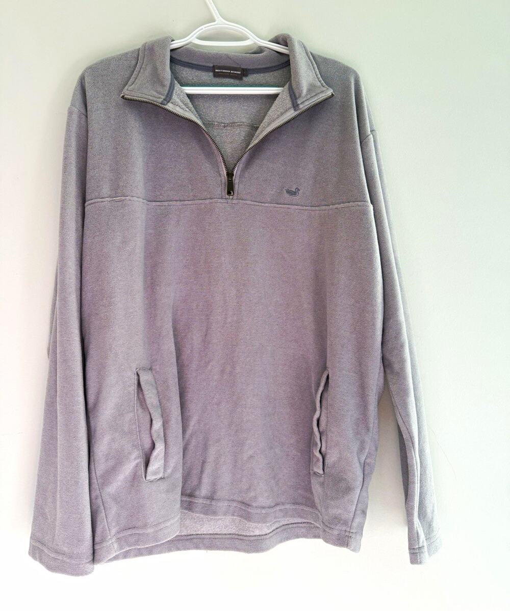 Southern Marsh 1/4 Zip Pullover Sweatshirt Gray M Mock Neck Solid Long Sleeve